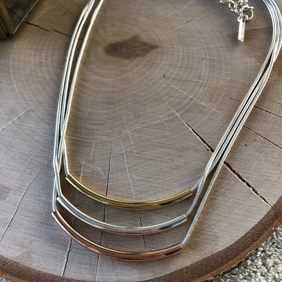 Nine West Triple Strand, Tri-Tone Necklace - Picture 7 of 7